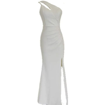 Xajzpa Fashion Dress Women's Single Shoulder Forked Fish Tail White Elegant Dresses 2025 Summer New Tide